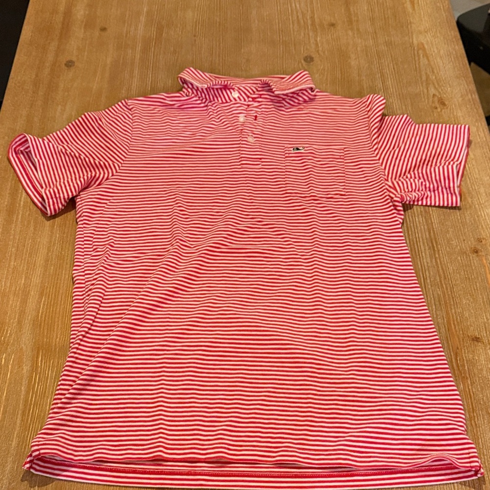 Vineyard Vines Red and White Striped Polo Shirt
